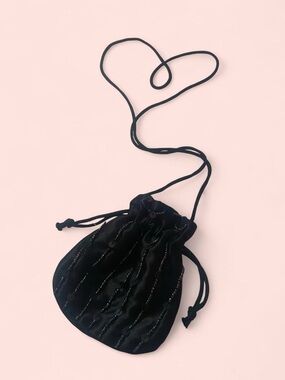 2005 Vintage Whimsigoth Black Sequin Drawstring Pouch • Spirit of India • NWT